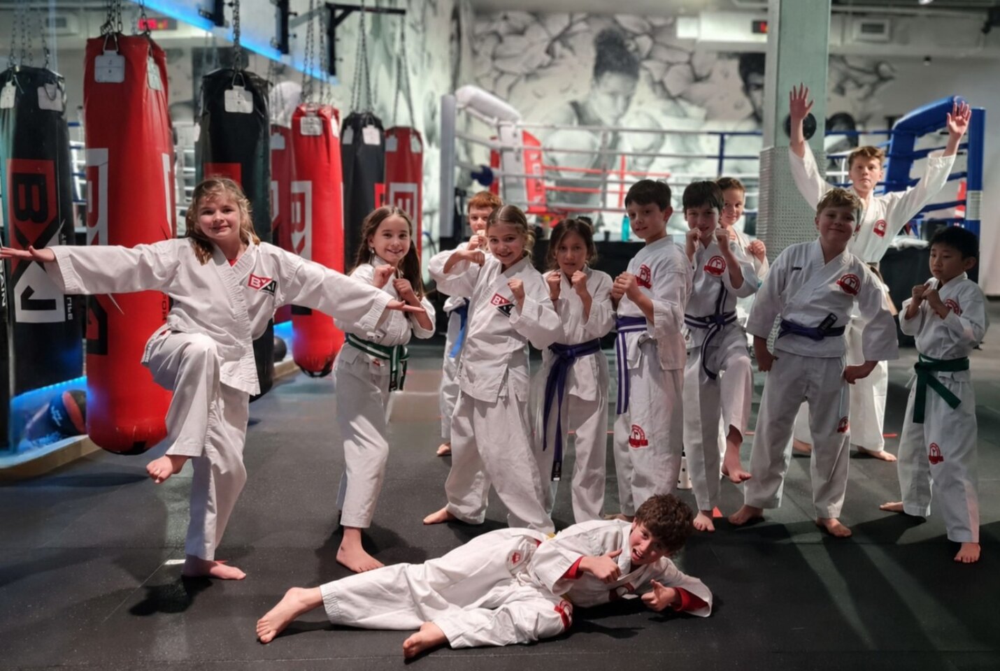 BX1 kids karate students together at the Neutral Bay dojo