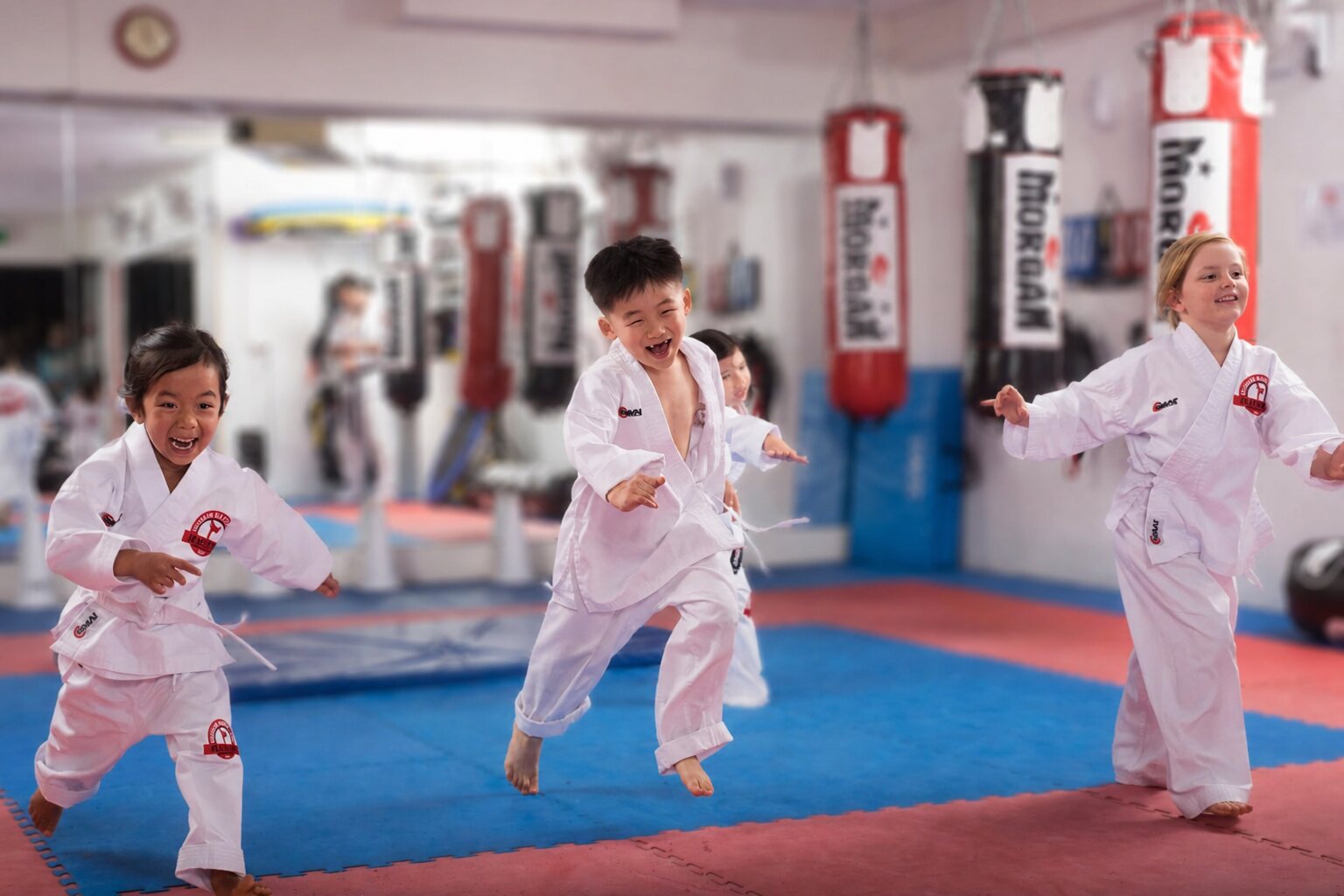 Children enjoying an active school holiday martial arts activity at BX1 Gym in Neutral Bay