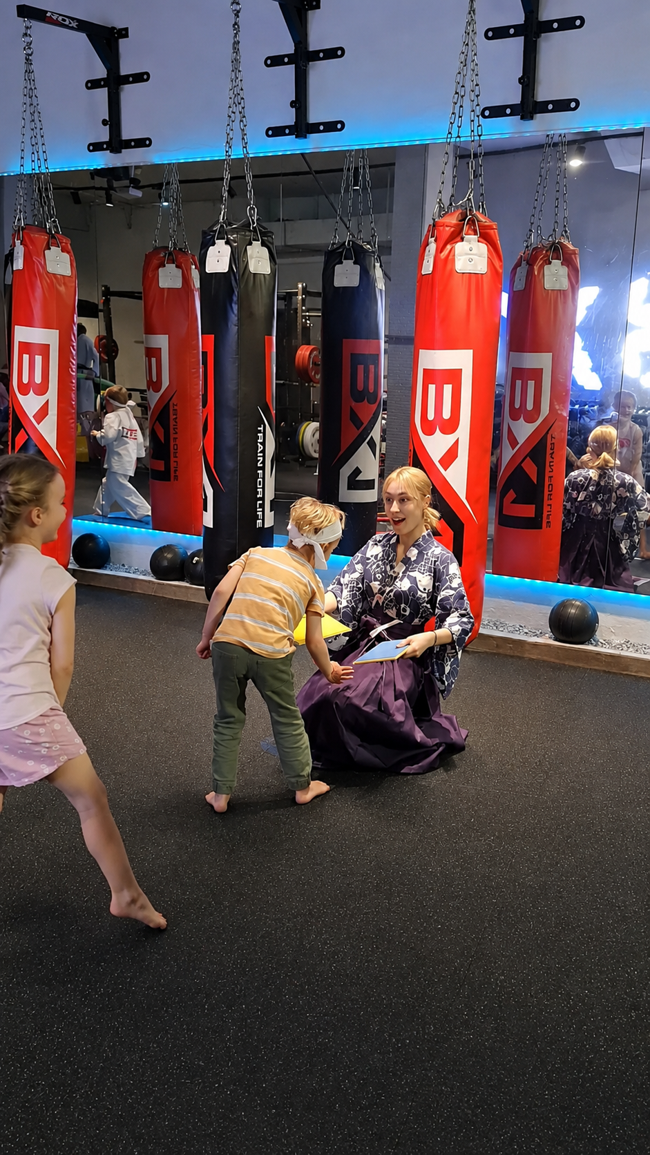 Birthday child enjoying Sensei for the Day at a BX1 Karate birthday party